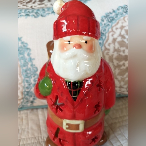 Vintage Hallmark Limited Edition Ceramic Woodsman Santa Tea Light Candle Holder - Picture 2 of 12